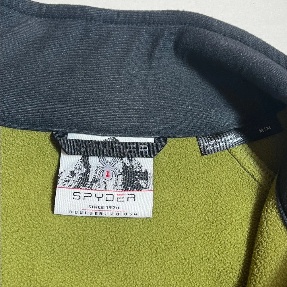 Spyder Men's Olive Green Black Quarter-Zip Fleece Lined Pullover Shirt Jacket M